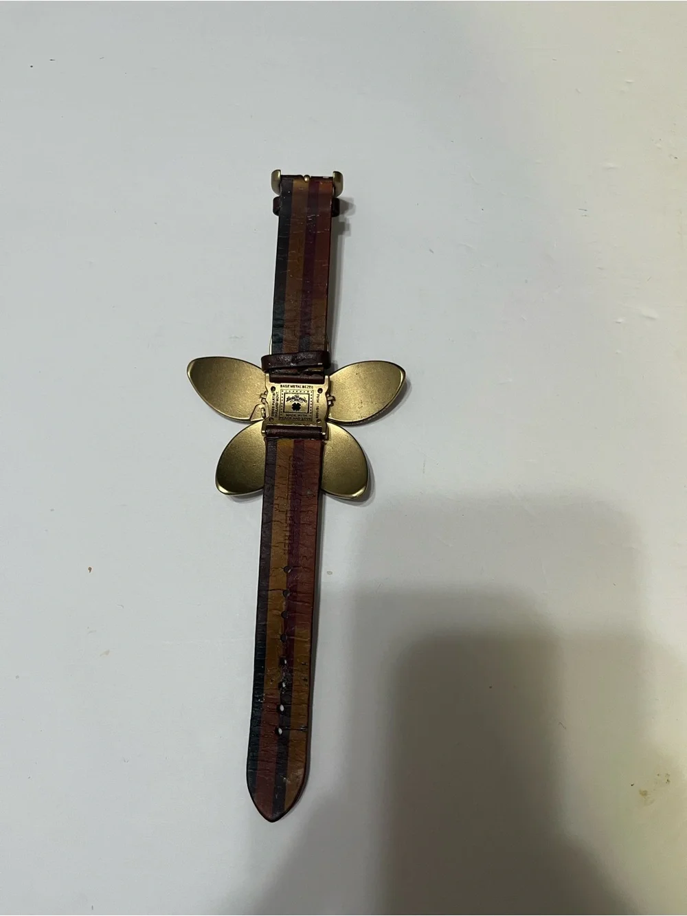 Vintage y2k era cuffLucky Brand Brown Floral Leather Strap Watch with Petal Dial